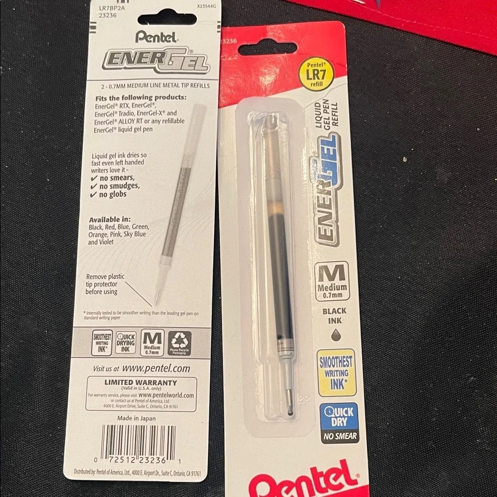 Pentel EnerGel Black Ink Refills, 0.7mm